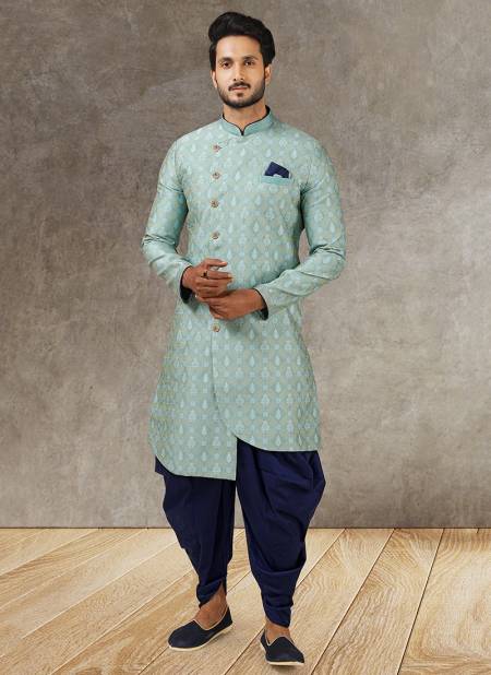 light Blue Colour Stylish Wedding Wear Latest Indo Western Collection 1424